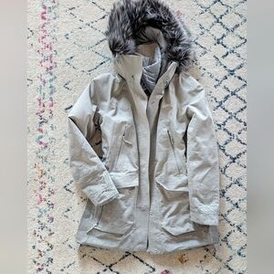 The North Face Women's Light Gray Ski Jacket with Fur Hood